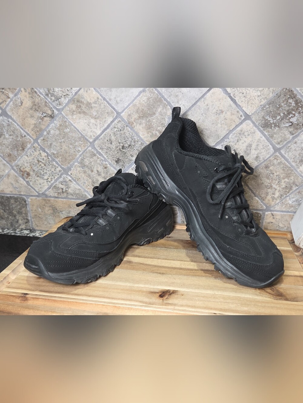 Skechers D’Lites Play On Womens Black Comfort Shoes Size 10 M Sneakers